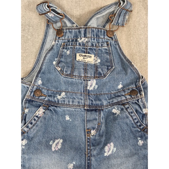 Other - Oshkosh B'Gosh Denim Blue Floral Roses Overalls Baby‎ Girls 18 Months Vestpak